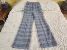 Vintage Levi s Plaid Disco Pants 70 s Cursive L Blue - Bells / Flares 26 /30 1/2