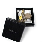 Authentic Prada Mobile Phone Strap Ribbon Greige x Gold Used B Rank PRADA |
