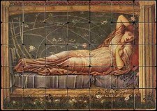 28x20 Sleeping Beauty Art Mural Tumbled Marble Tiles Kitchen Backsplash