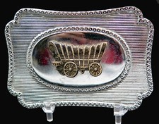 Western Conestoga Covered Wagon Vintage Belt Buckle