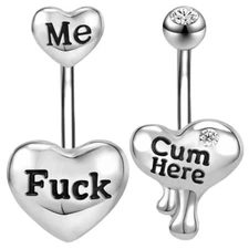 1 Pc 14g Stainless Steel Belly Button Ring Clear CZ Heart Navel Piercing Jewelry