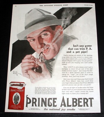 tobacco magazine 1920 OLD MAGAZINE PRINT AD, PRINCE ALBERT PIPE TOBACCO, THE NATIONAL JOY  SMOKE!