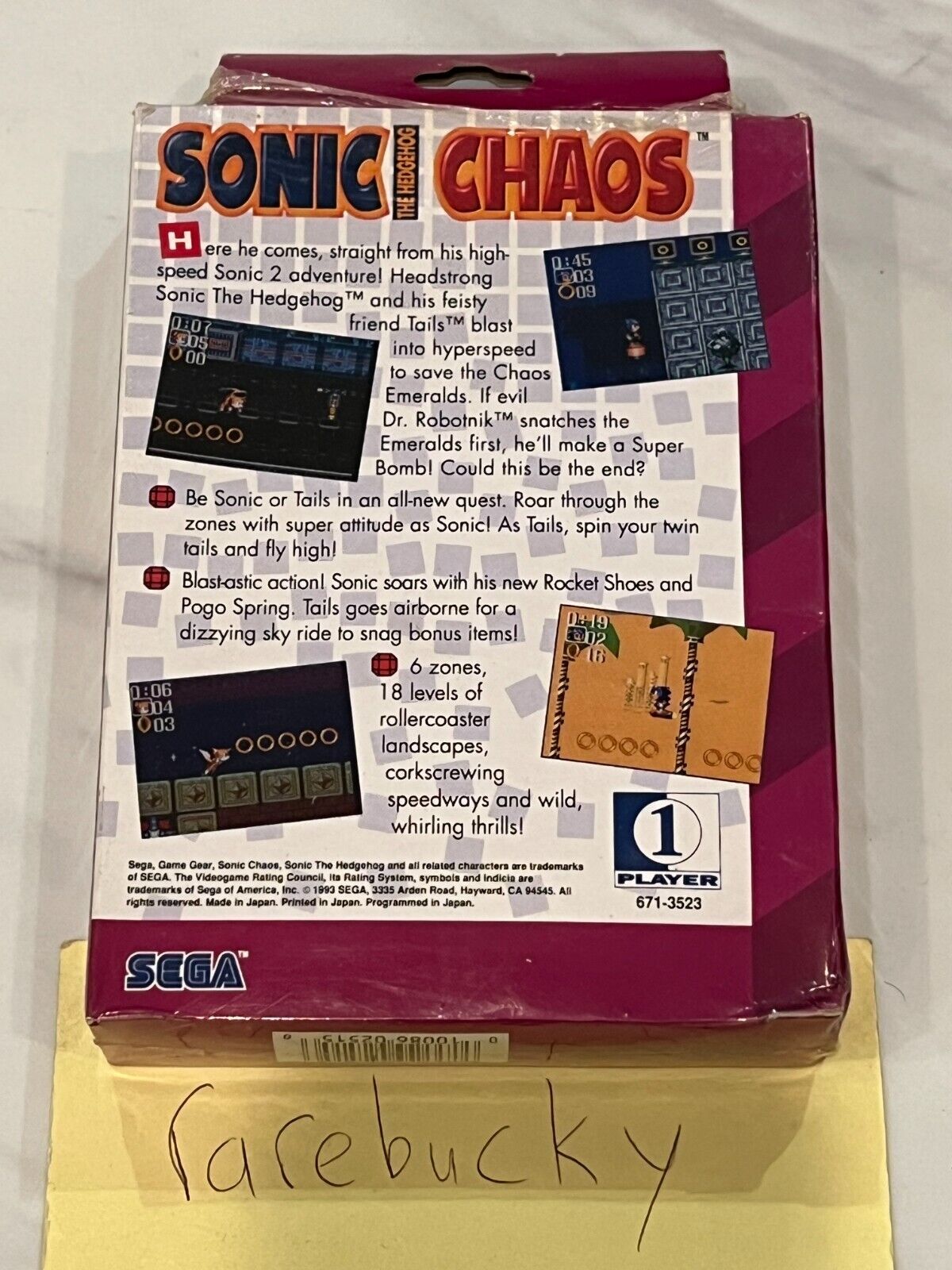 Sonic Chaos Quest Ultimate Repro Sega Genesis Game Cart 