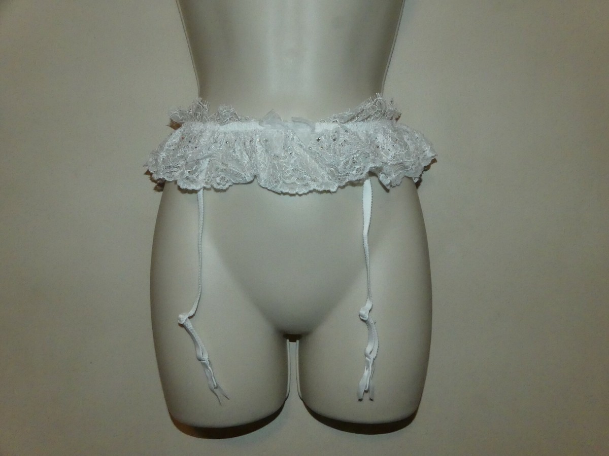 Victoria's Secret garter belt white lace with bling rhinestones XS/S NWT |  eBay