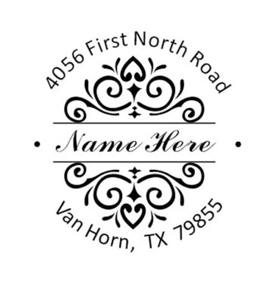 IDEAL Customized Designer Round Name with Return Address Self inking Rubber Stamp