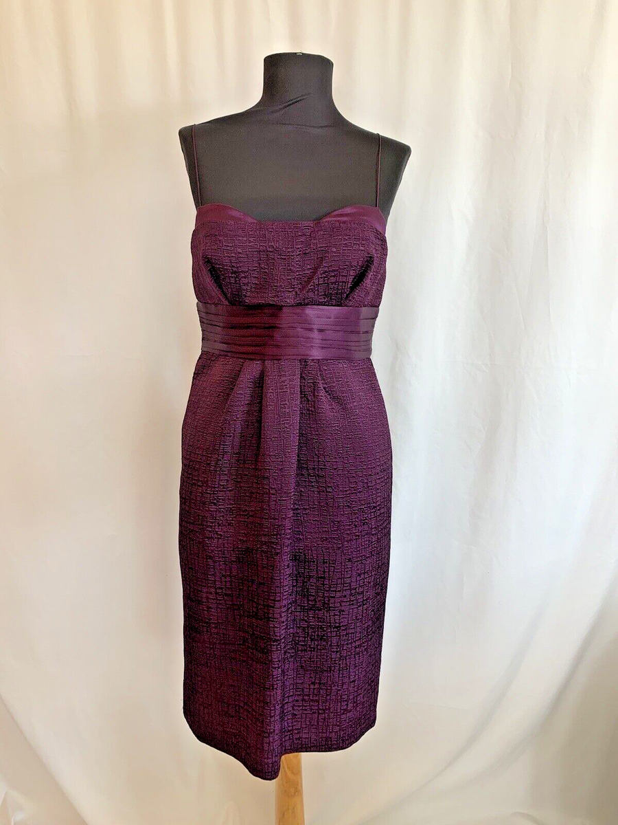 Elie Tahari Plum Purple Textured Cocktail Dress - Size Extra Small