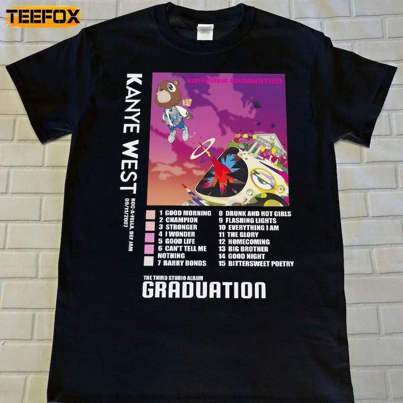 Kanye West Graduation Black Short Sleeve Cotton T-shirt