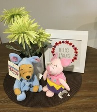 DISNEY STORE 1999 EASTER BUNNY POOH  PIGLET MINI BEAN BAG PLUSH NWT