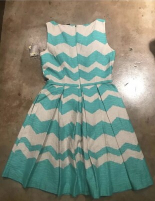 Taylor Chevron Fit-and-Flare Sleeveless Dress NEW | eBay