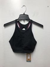 prAna Women's Itzel Open Back Sports Bra Solid Black/Dark Pink Size X-Small