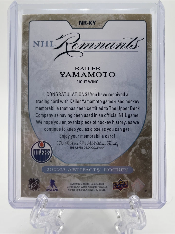 2022-23 UD Artifacts Kailer Yamamoto NHL Remnants #’d /25 Premium Patch Oilers!! - Image 3 of 3