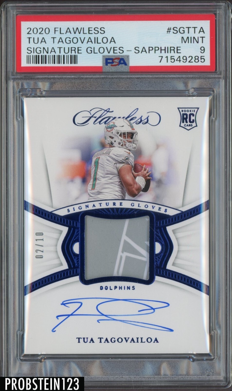 Tua Tagovailoa Panini Flawless Signature Gloves #SGTTA Sapphire