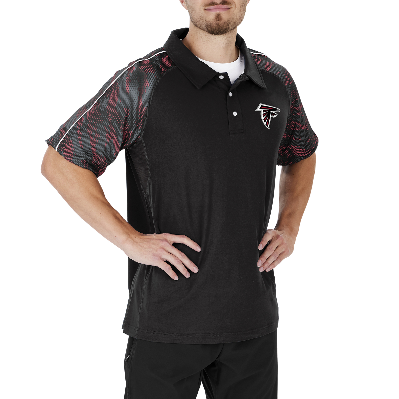Мужское поло Zubaz NFL Atlanta Falcons Elevated Field Polo с принтом Viper