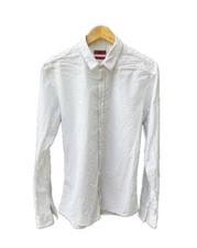 Hugo  Boss Extra Slim Fit White Gingham Shirt, Size Large