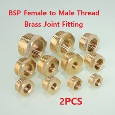 2PC Brass BSP Reducing Hexagon Bush Male to Female Adaptor Pipe Connetor