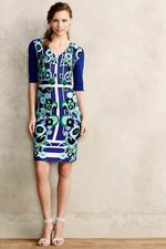 ANTHROPOLOGIE NWT Plenty by Tracy Reese Andorra Sheath Dress 4 $148 Blue
