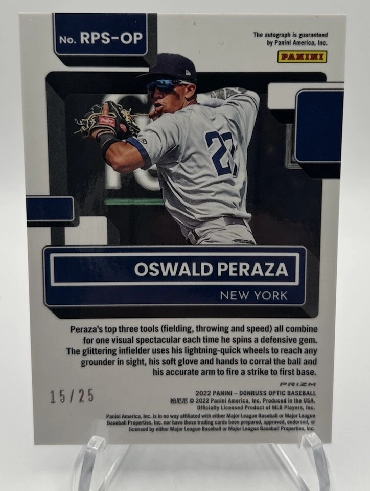 2022 Optic - Rated Prospect Signatures Blue Prizm #RPS-OP Oswald Peraza /25 - Image 2 of 2
