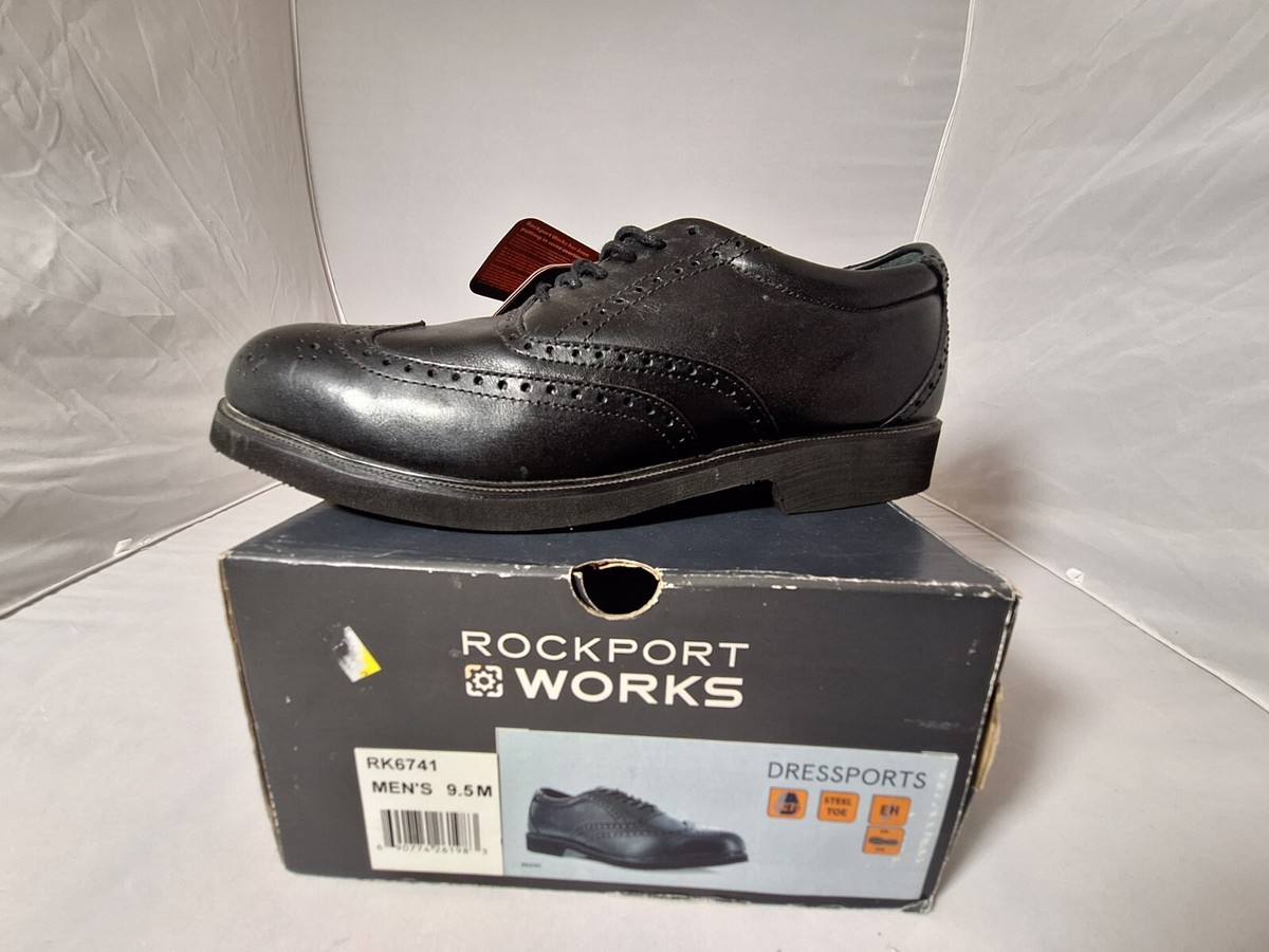 Rockport Dressports, Men's, Black, Steel Toe, EH, Wing Tip Oxford