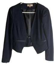 Philosophy Republic Small S Clothing Women Navy Blue Blazer Jacket Zippers