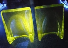 Blenko by Wayne Husted Clear  Sculptural Wedge Bookends MCM UV GLOW