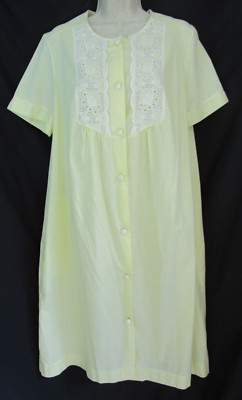 Vtg 60s Daffodil Yellow Gossard Artemis Short House Coat Robe Dressing Gown L