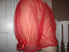 Sheer red Nylon bloomers Pantaloons Sissy lace Adult Knickers Pants
