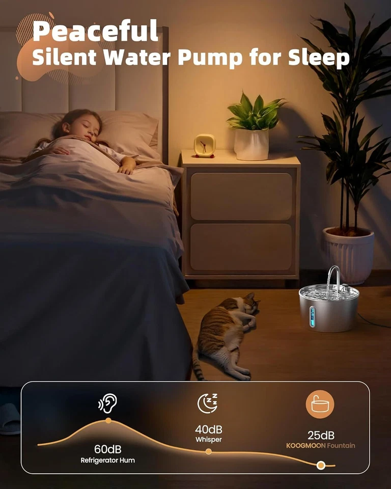 Cat Water Fountain Stainless Steel: Cat Fountain for Drinking - Automatic Pet Wa - Image 4 of 4