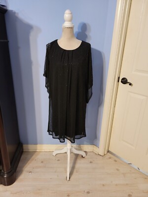 Siren Lily Large Dress Womens Black Sparkle Shift