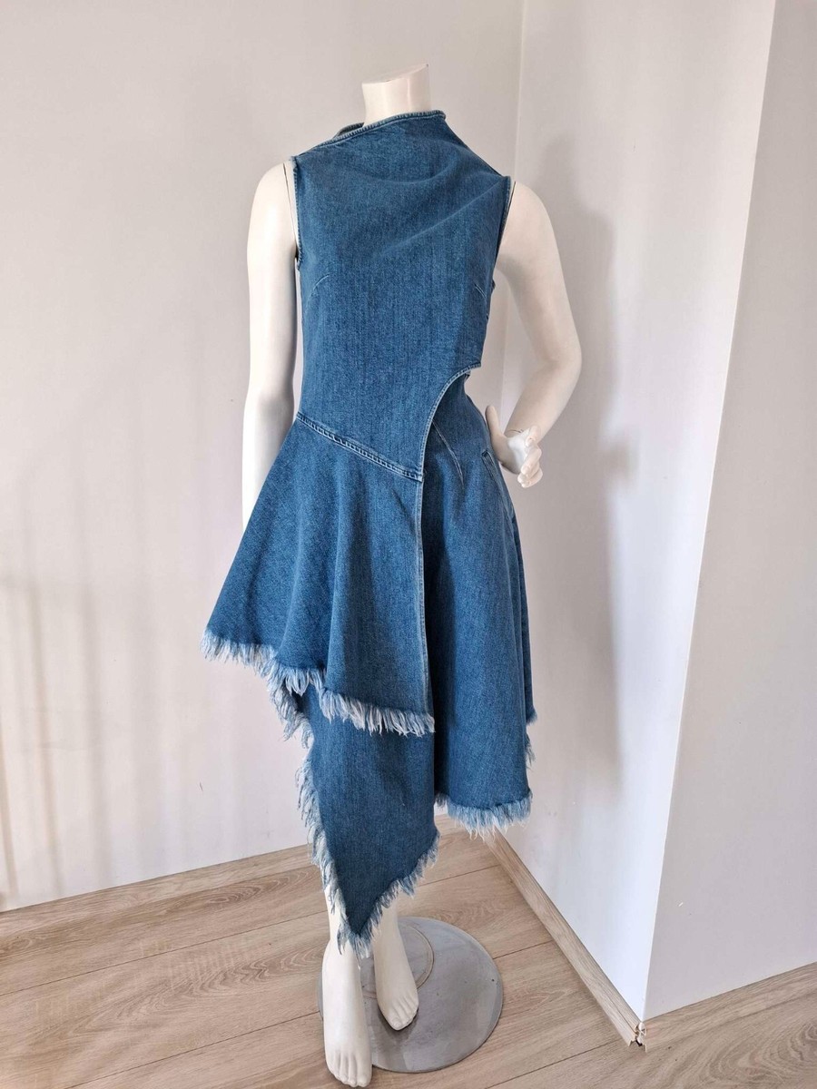 Marques Almeida x FOR ALL MAN KIND Designer Asymmetric denim Dress size  XS/S - Main Image