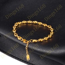 Genuine 18K Yellow Gold Filled Tarnish-Resistant Puffed Link Chain Bracelet B278