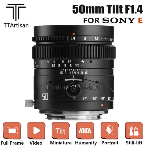 TTartisan Tilt 50mm F1.4 Full Frame Lens for Sony E-mount a7III a7R a7RIII a7S