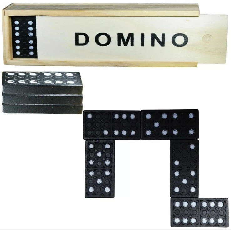NEW - 28 Pieces Dominoes Set in a Wooden Box Domino Traditional Educational Game - Image 4 of 4