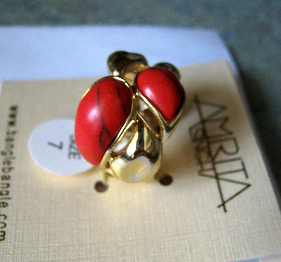 Anillo Amrita Singh 18 kgp Coral Oscuro Deauville 6 Foto 3 de 4