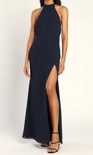 Lulus Captured Your Heart Navy Blue Halter Maxi Dress Size 3X NWOT