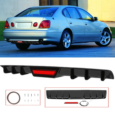 For Lexus GS300 GS400 GS430 Glossy Rear Bumper Diffuser Lip w/Led Brake Light