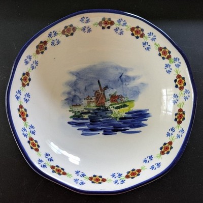 Delftware Royal Twickel Ter Steege 6.25'' Footed Bowl Hand Painted Floral Holland