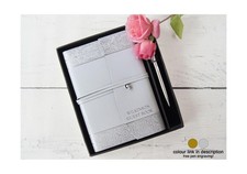 Angelus A5 Personalised Italian Recycled Leather Journal Gift Set Silver Wedding