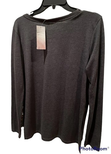 New Directions Shirt Womens Medium Gratitude Graphic Gray Casual NWT - Picture 3 of 6