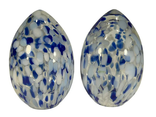 Coppia di paralumi per uova maculate in vetro stile Murano - appx 8" x 4,75" - Foto 2 di 4