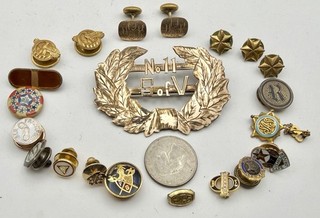Rare Sons of Veterans Civil War Badge & Lot Military Fraternal Pins Lot In Case