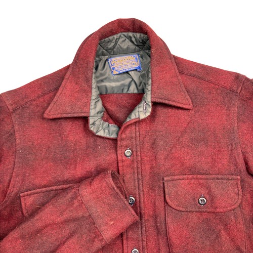 Vintage Pendleton Wool Shirt Mens Small Red Shadow Plaid Board Button Down USA