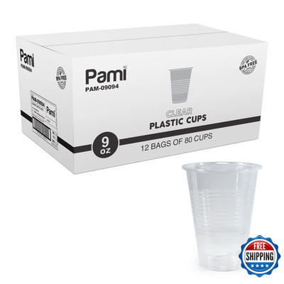 Pami Disposable Plastic Cups Bpa- Drinking Glasses For Parties Cold Drinks