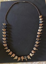 Native American Fetish Necklace 31 Stone Bears Zuni Or Navajo 17” Drop VG+