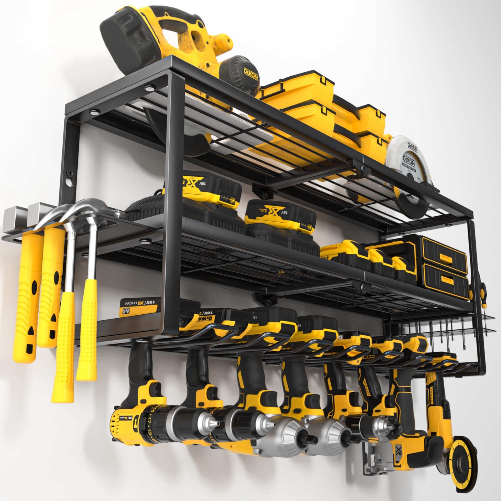Heavy Duty Wall Mount Power Tool Organizer for Cordless Drills and Storage
