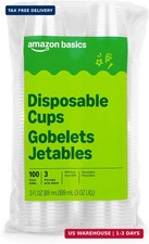 Amazon Basics Mini Disposable Clear Plastic Cups, 3oz, 100 Count