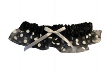 Wedding Garter, Prom, Costume, Black  White New Vintage Polka Dot Minnie Mouse