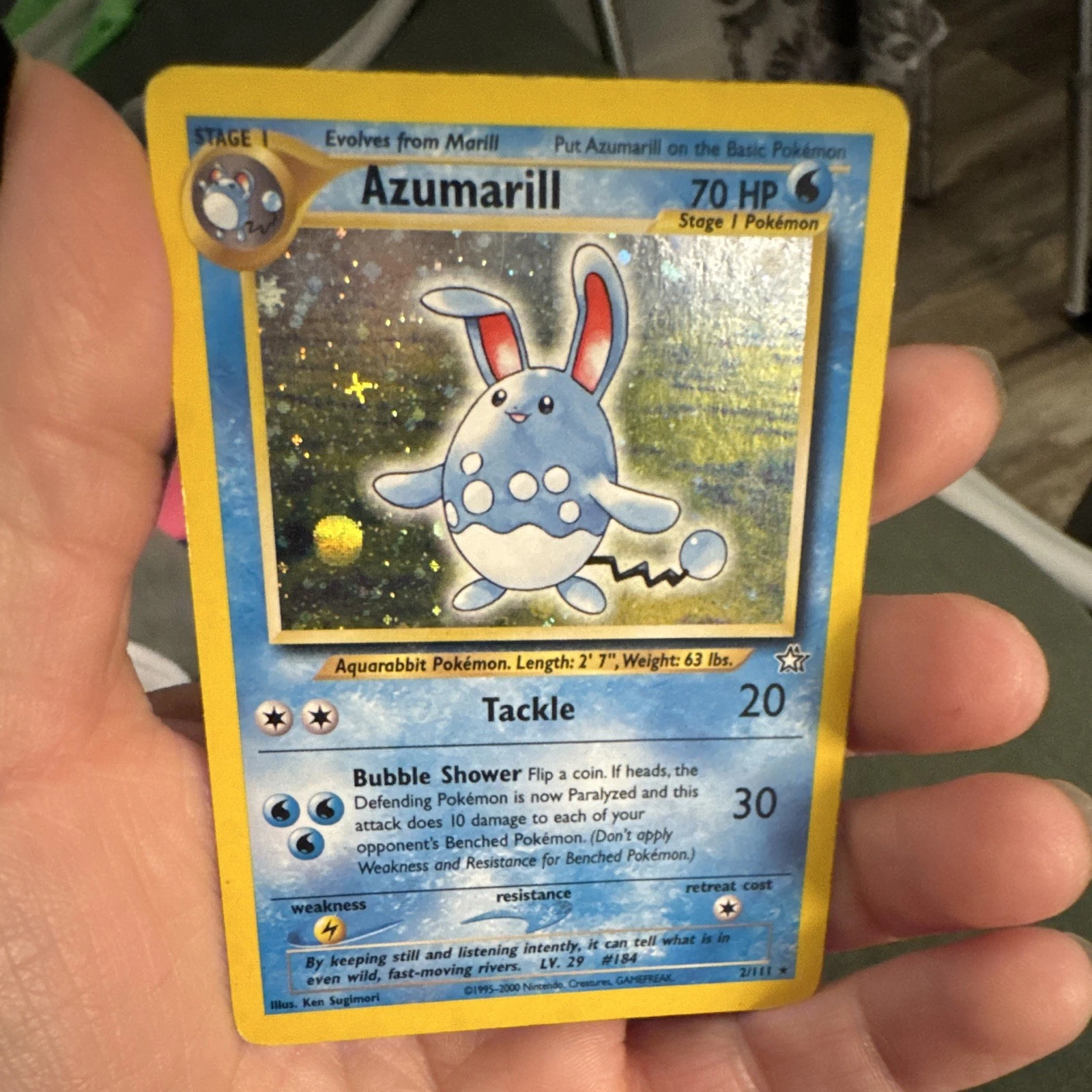 Pokemon Azumarill 2/111 Neo Genesis Holo Rare Unlimited 2000 English