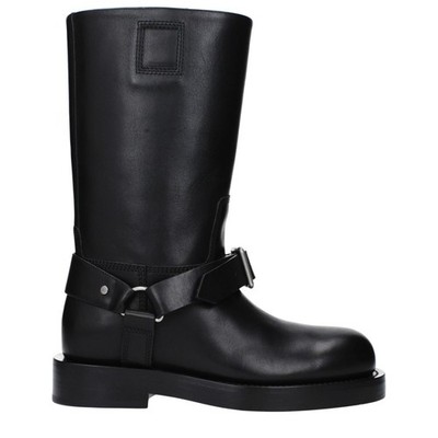 Burberry NIB Saddle Knee High Boots in Black Leather Size 37.5