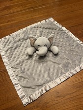 Pro Goleem Elephant Lovey Security Blanket Gray Soft Plush Dots Minky Satin Trim