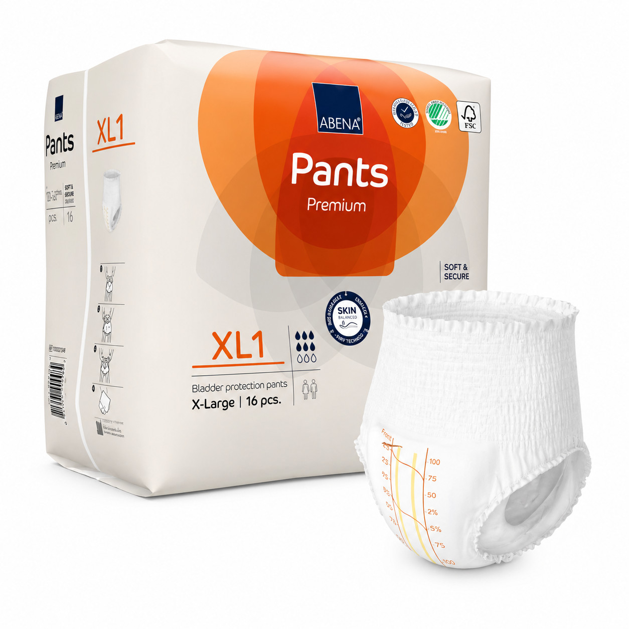 ABENA PANTS XL1 PREMIUM Adult 16 Diapers Bladder Protection Incontinence 1400 ml - Image 3